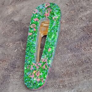 Hand Crafted Green Glitter Hair Clip